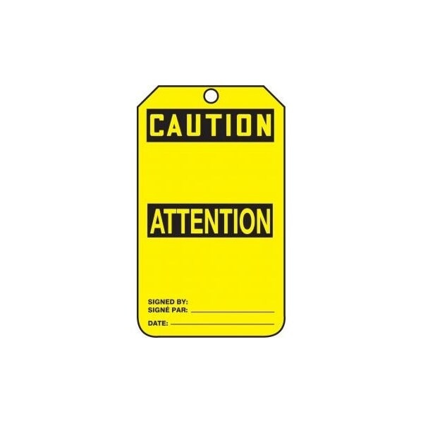 Accuform French Bilingual Safety Tags, CAUTION BLANK, 5.75in x 3.25in, RP-Plastic, 25PK FBMGT200PTP - main